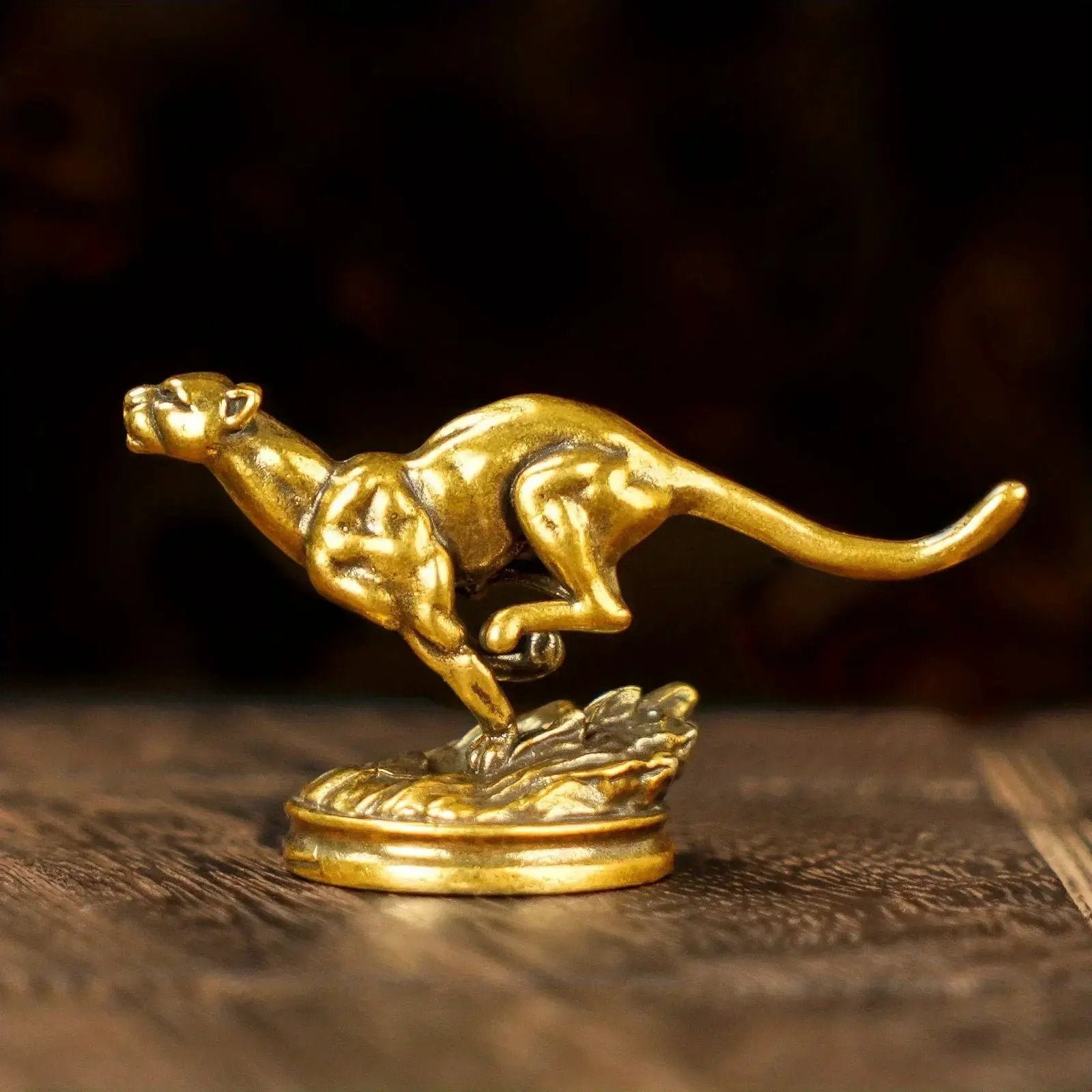 Statue - Vintage Brass Cheetah Figurine by House Of Avana