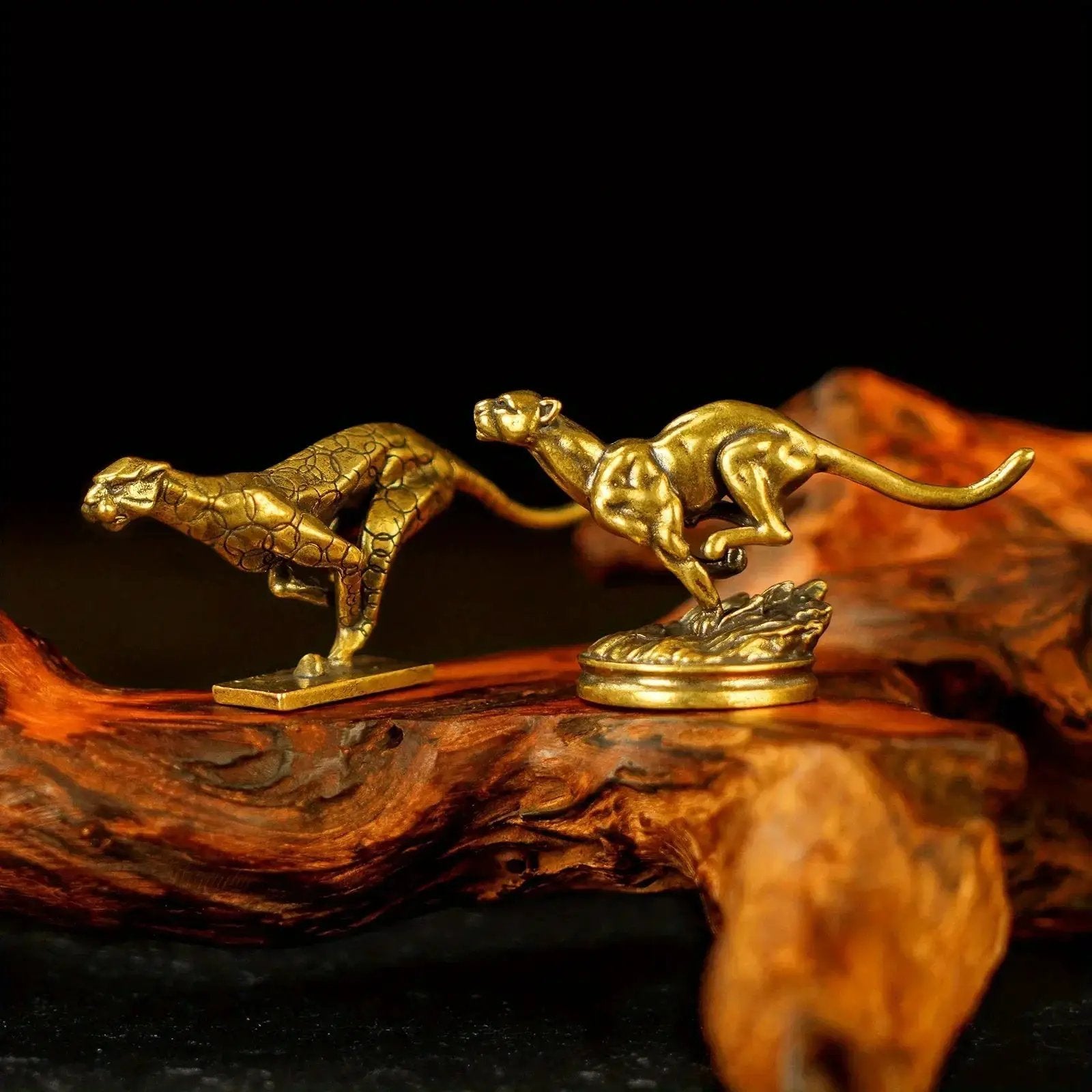 Statue - Vintage Brass Cheetah Figurine by House Of Avana