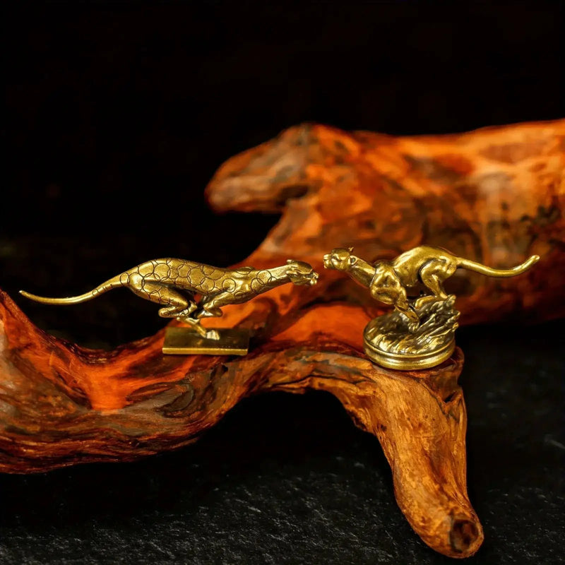 Statue - Vintage Brass Cheetah Figurine by House Of Avana