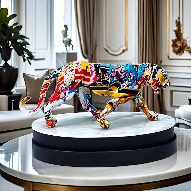 Colorful Leopard Figurine Decorative Animal Sculpture by House Of Avana