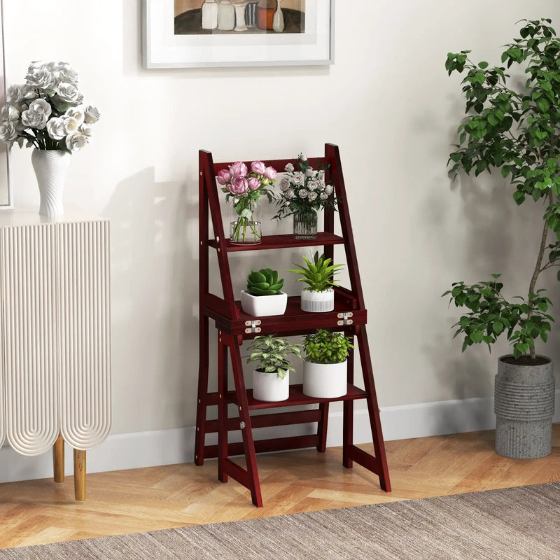 Multifunctional 3-in-1 Ladder Chair Display Plant Stand for Library Kitchen Office by DirectDeals