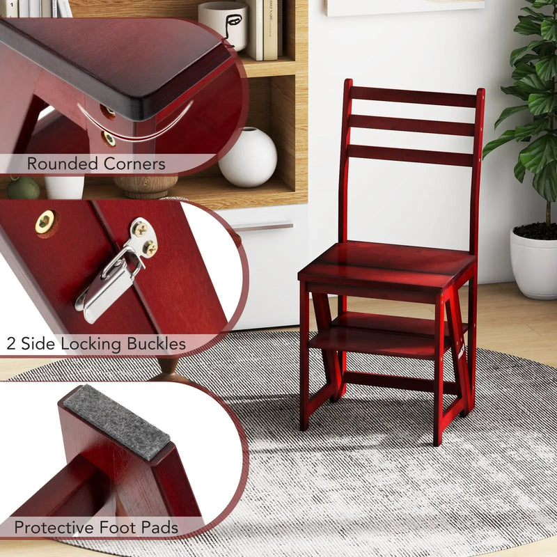 Multifunctional 3-in-1 Ladder Chair Display Plant Stand for Library Kitchen Office by DirectDeals