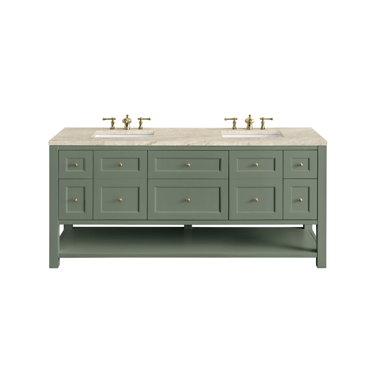 James Martin Breckenridge 72" Double Bathroom Vanity, Smokey Celadon with Tajnar countertop