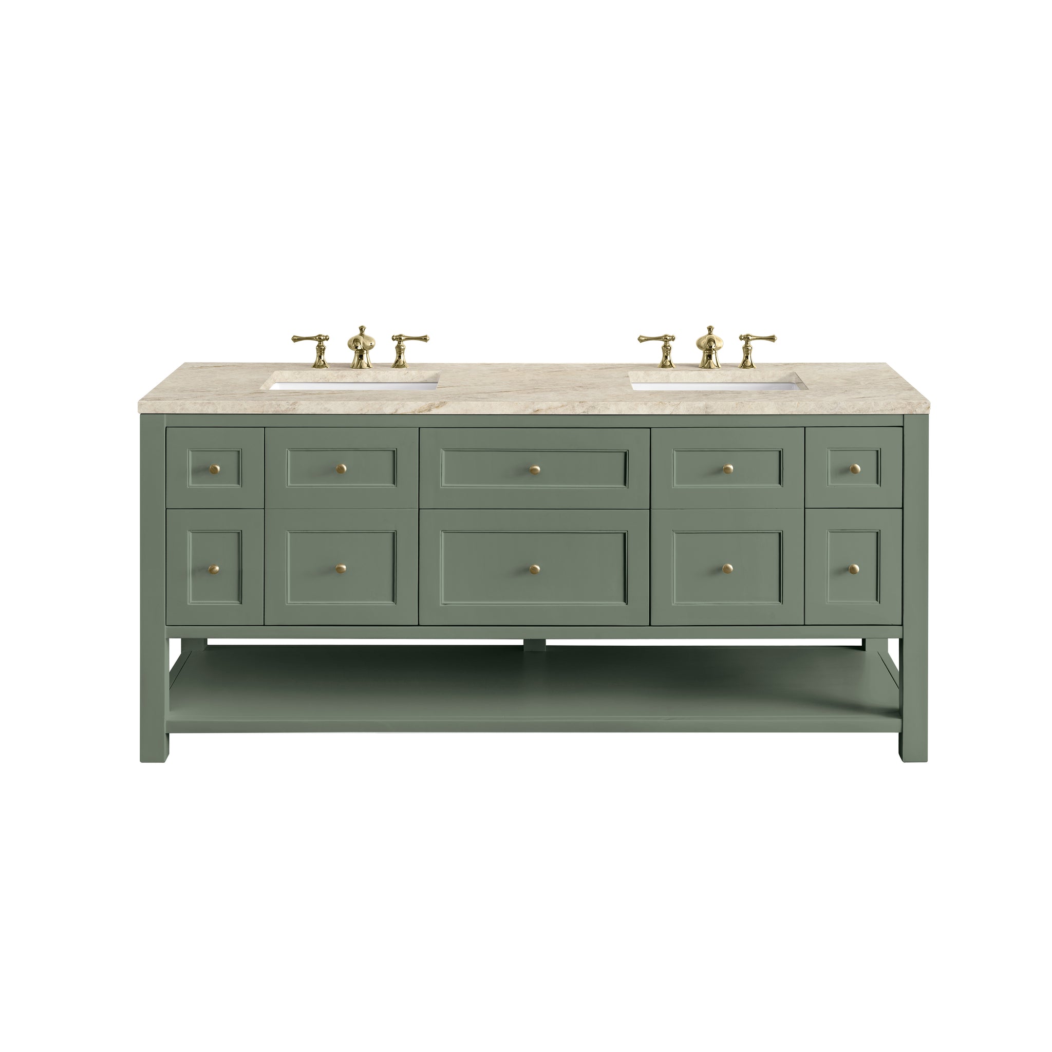 James Martin Breckenridge 72" Double Bathroom Vanity, Smokey Celadon with Tajnar countertop