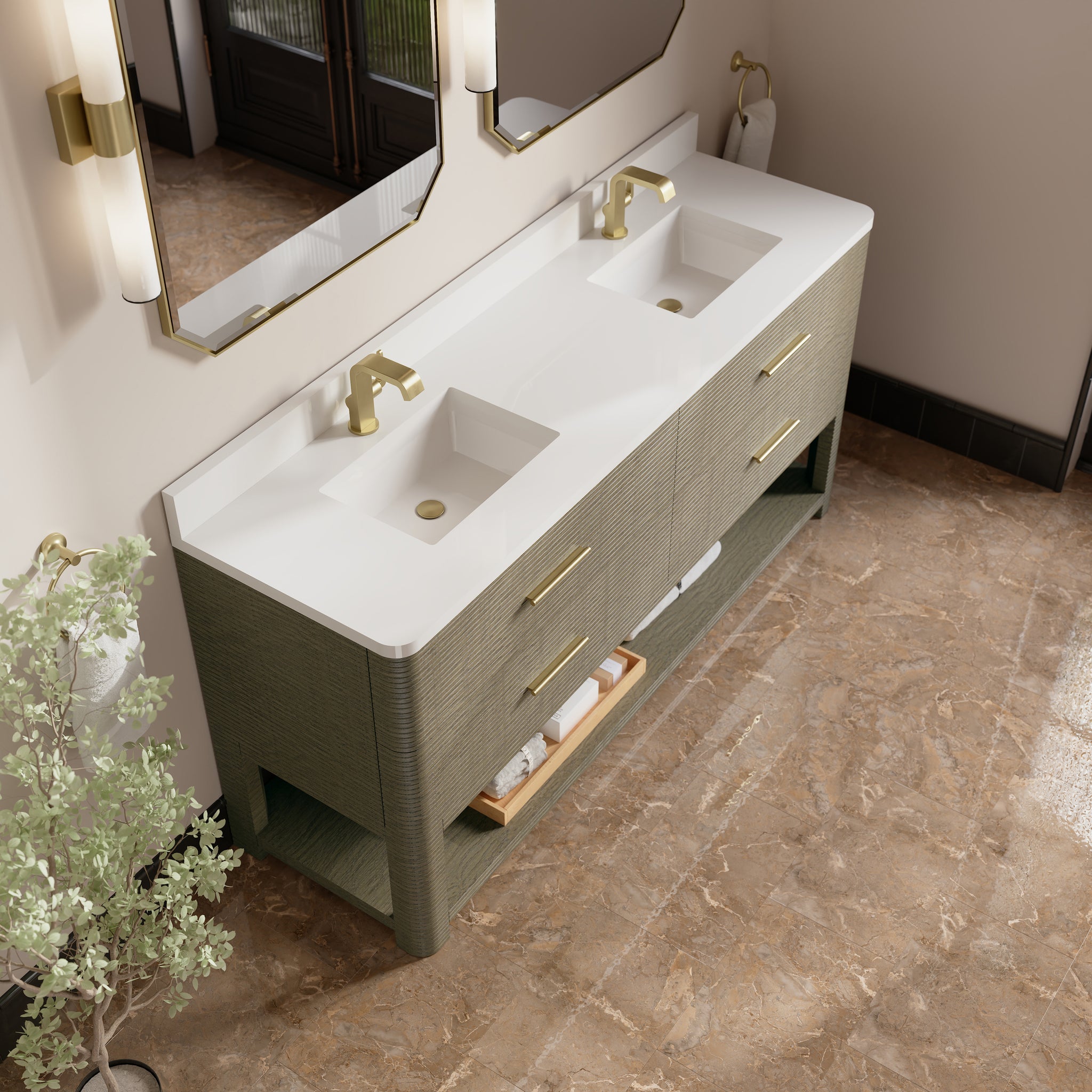 James Martin Lucian 72" Double Bathroom Vanity, Pebble Oak, view 25