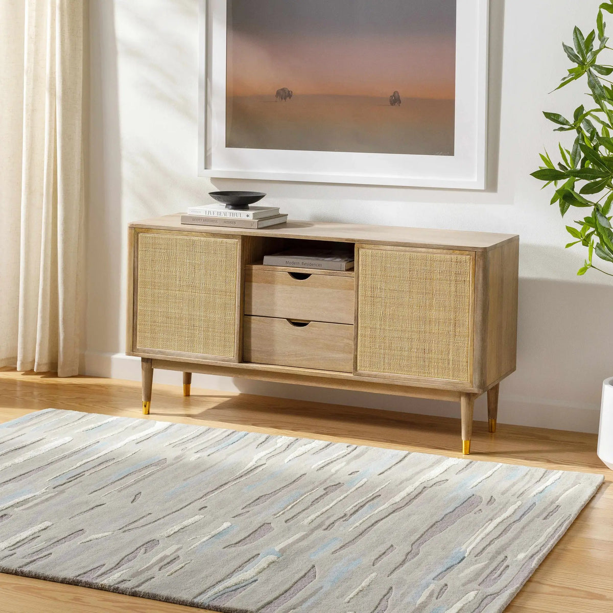 Atius Area Rug - Clearance, installed in a room