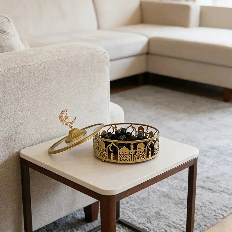 Storage Tray - Geometric Golden with Lid by House Of Avana