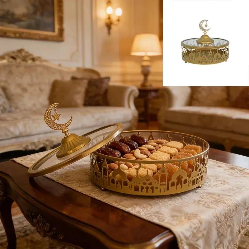 Storage Tray - Geometric Golden with Lid by House Of Avana