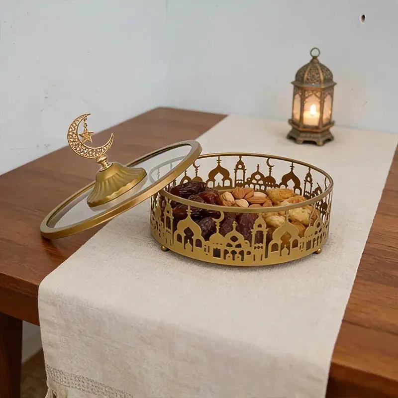 Storage Tray - Geometric Golden with Lid by House Of Avana