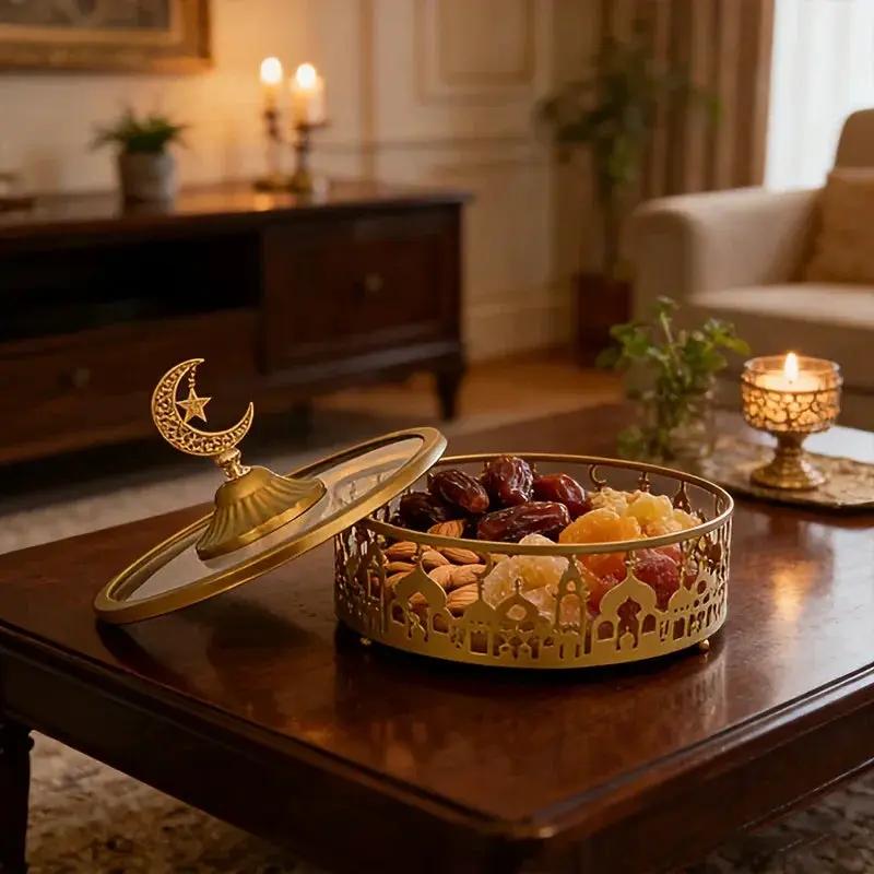 Storage Tray - Geometric Golden with Lid by House Of Avana