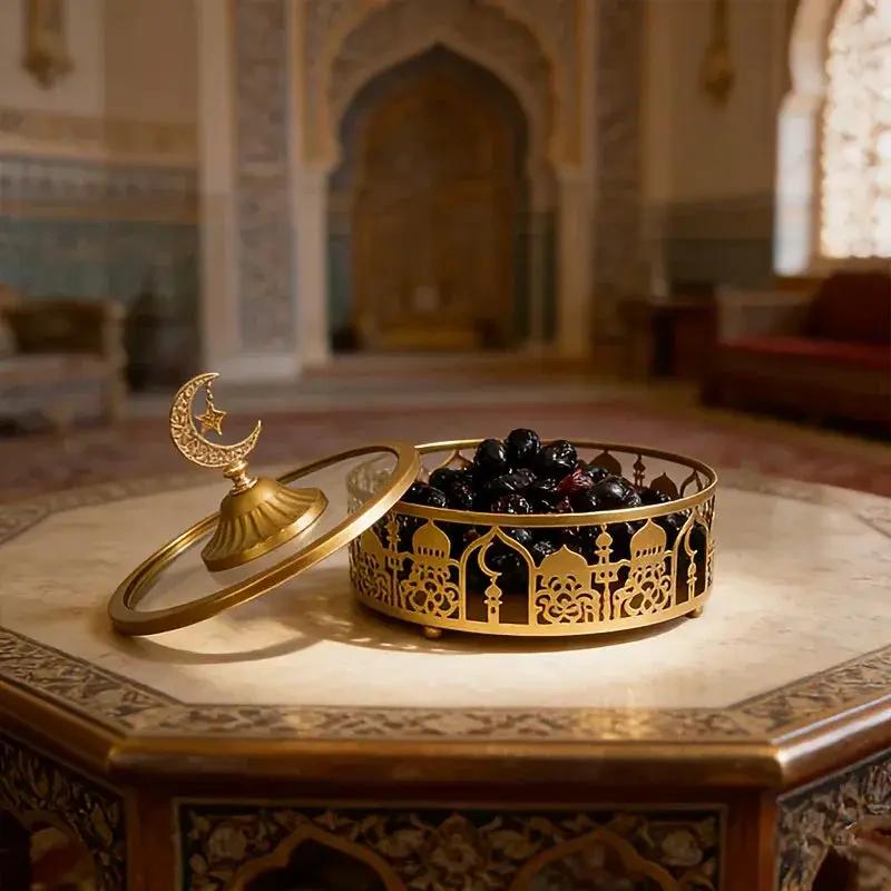 Storage Tray - Geometric Golden with Lid by House Of Avana
