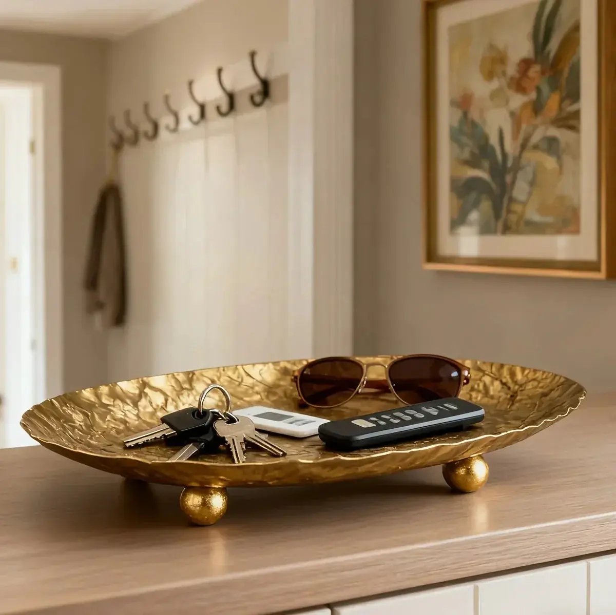 Storage Tray - Hammered Golden Metal by House Of Avana