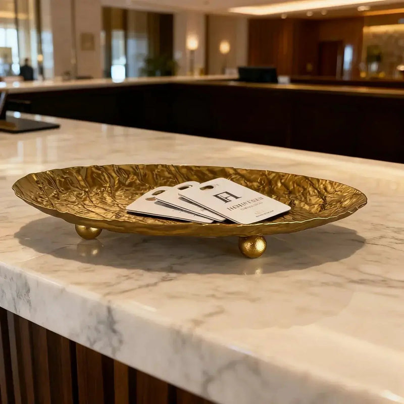 Storage Tray - Hammered Golden Metal by House Of Avana