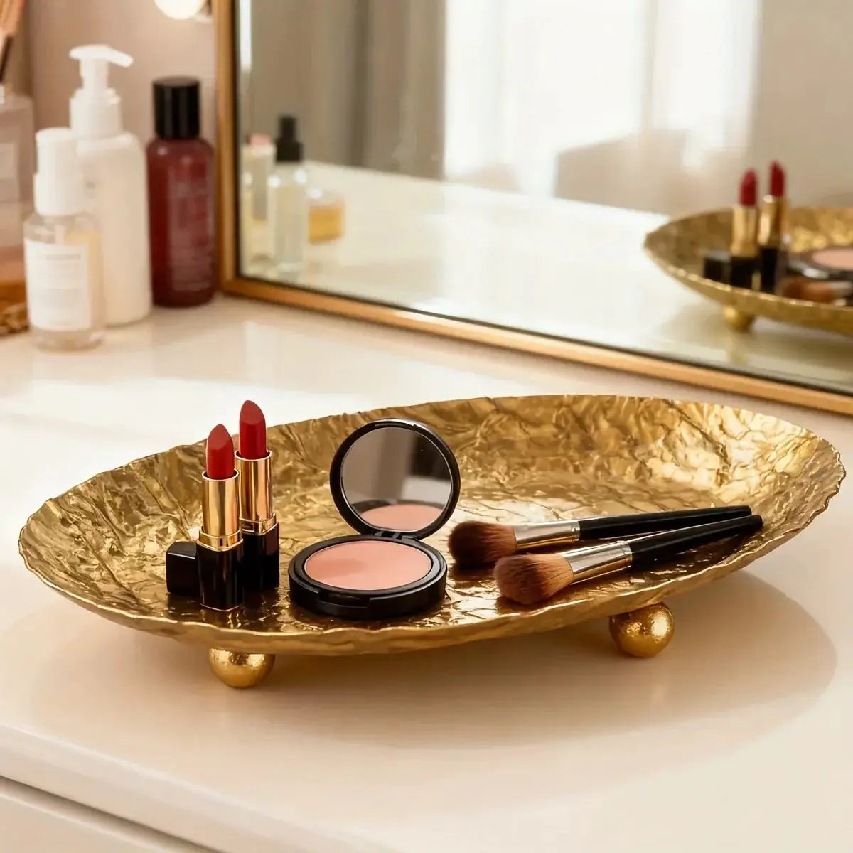 Storage Tray - Hammered Golden Metal by House Of Avana