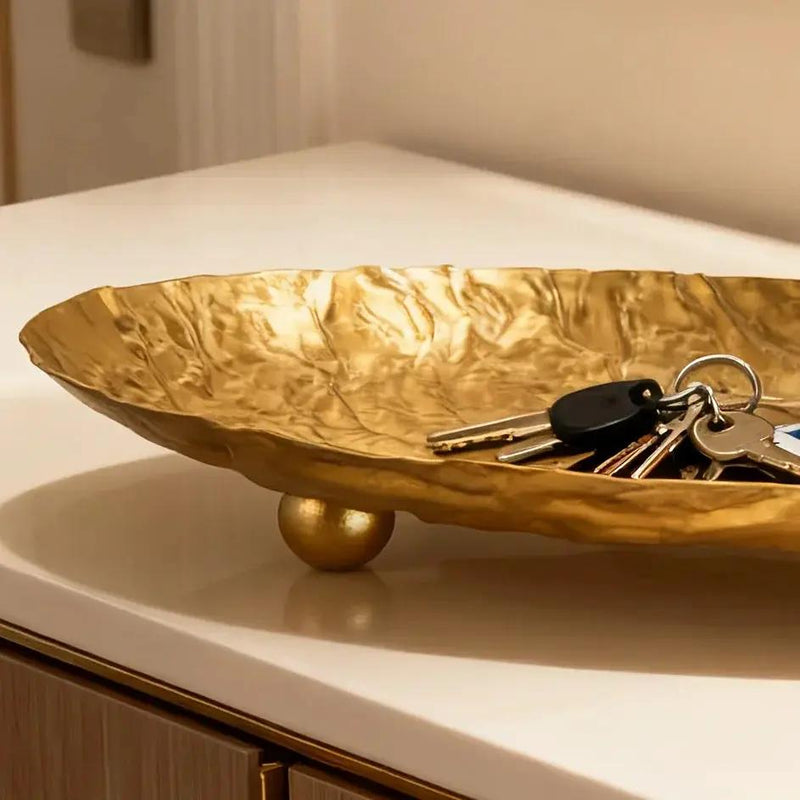 Storage Tray - Hammered Golden Metal by House Of Avana
