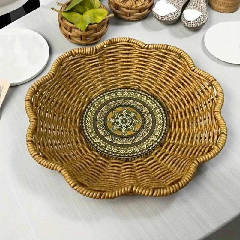 Storage Tray - Handwoven Bohemian Wooden by House Of Avana