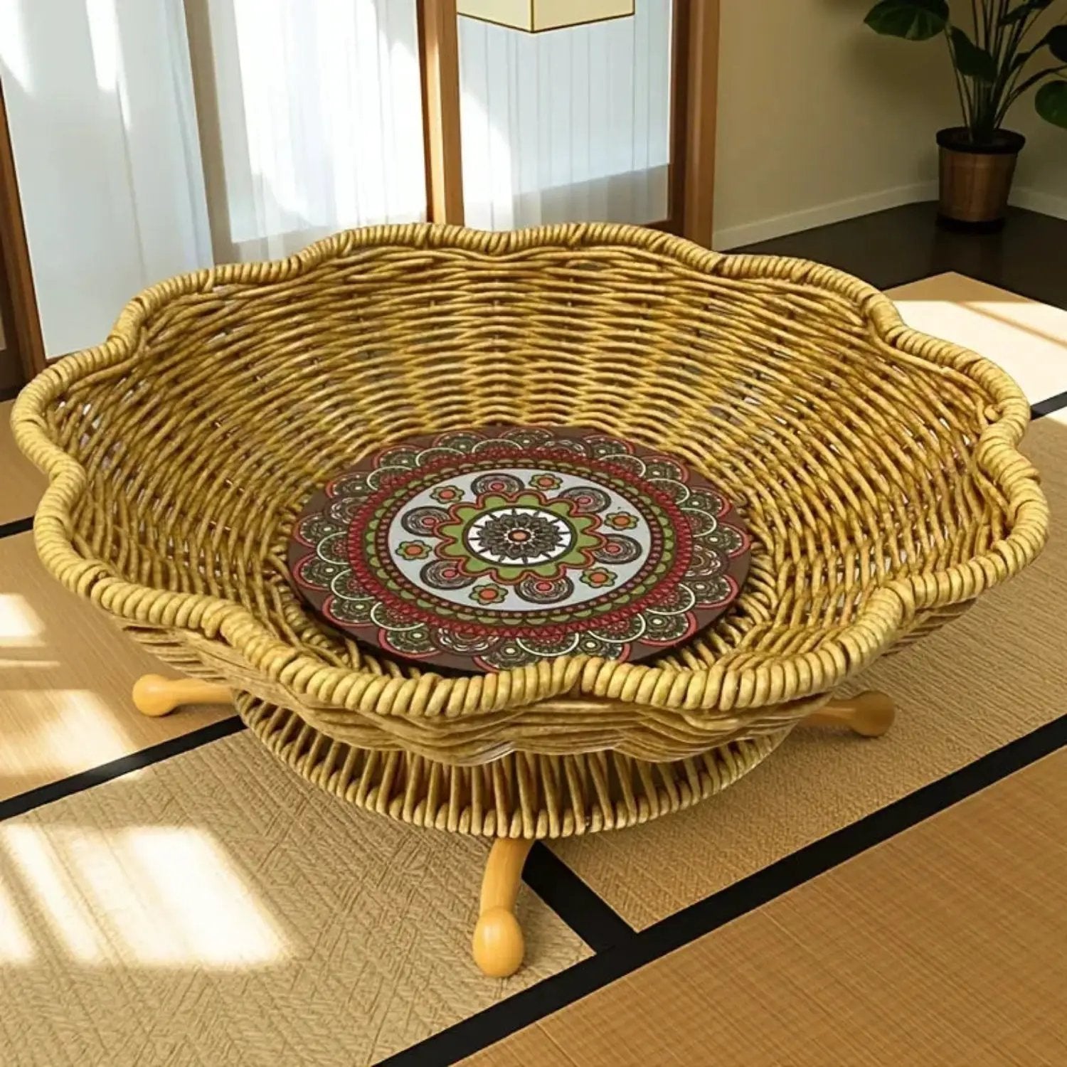 Storage Tray - Handwoven Bohemian Wooden by House Of Avana