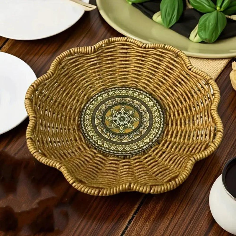 Storage Tray - Handwoven Bohemian Wooden by House Of Avana