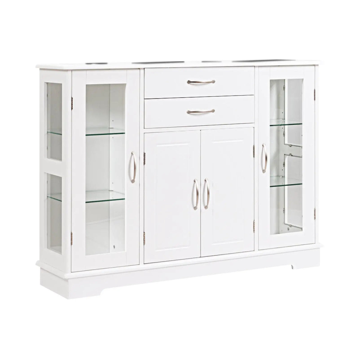 Sideboard Buffet Server Storage Cabinet with 2 Drawers and Glass Doors, photo 3 of 9