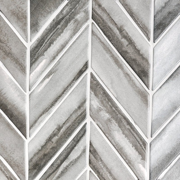 Storm Matte Chevron Ceramic Tiles 2x6