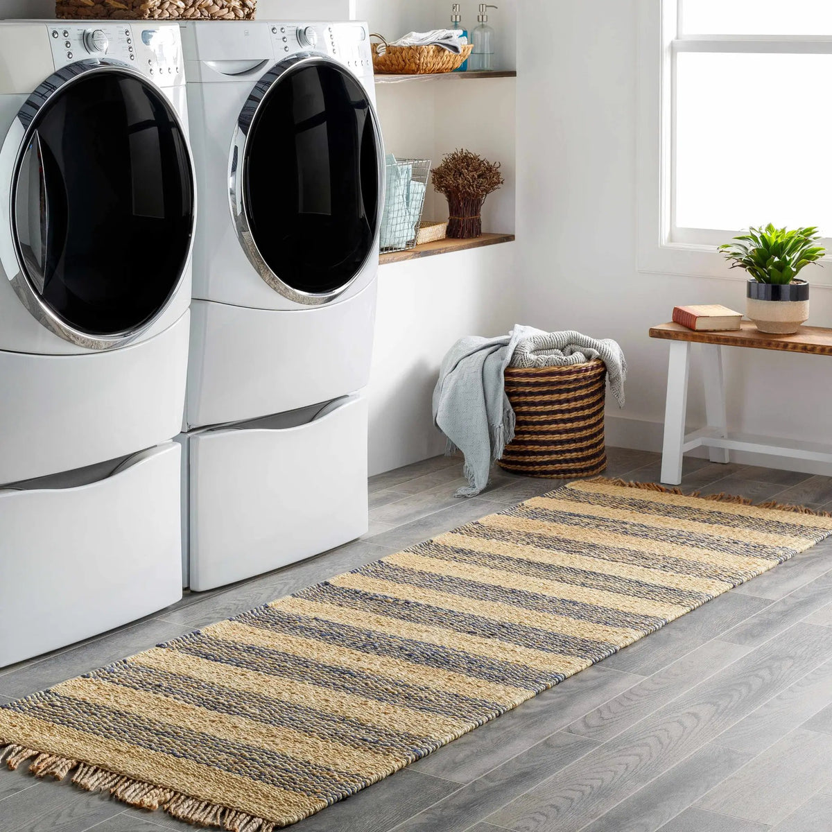 Stapleford Striped Jute Carpet - Clearance, installed in a room 2