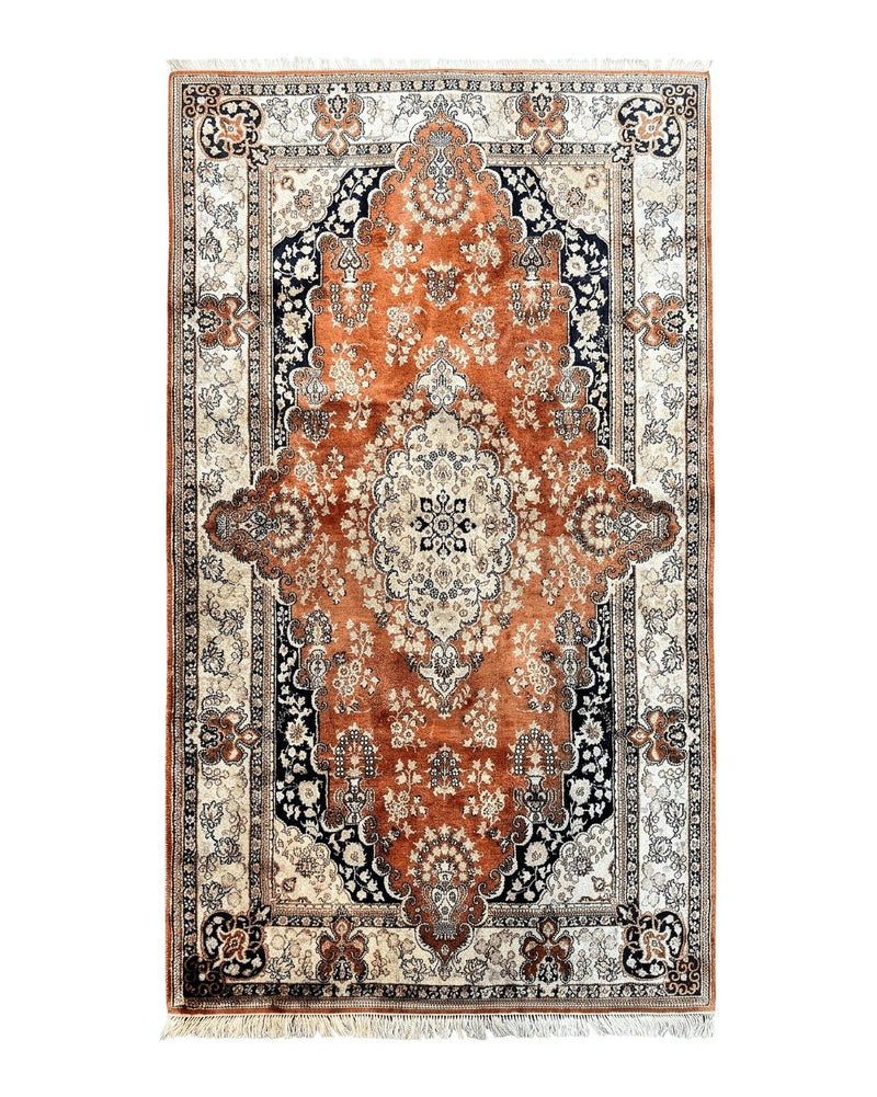 Turkish Silk Rug 3x5, Very Fine 400 KPSI, Floral Medallion, Hand Knotted by Jewel Rugs