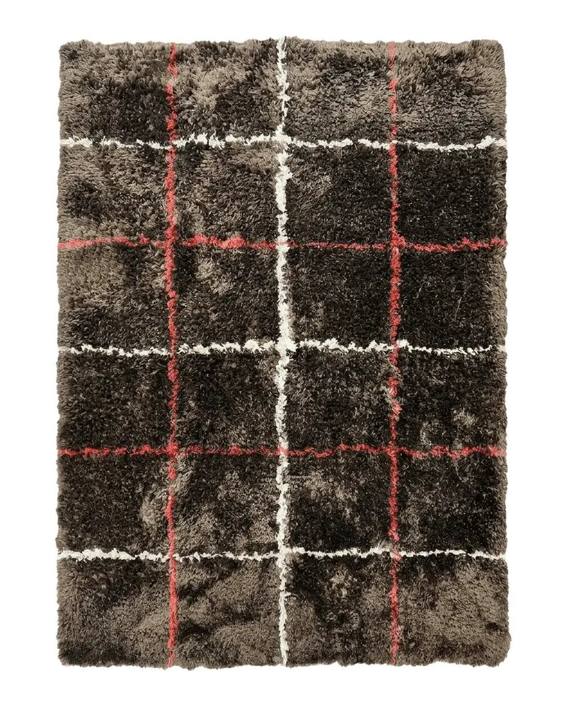 Shag Rug 6x8, Brown, Panel Design by Jewel Rugs