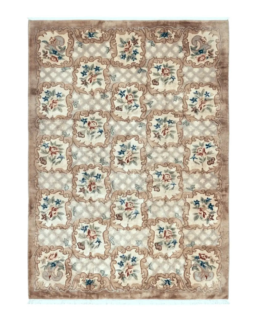 Indo Chinese Aubusson Wool Rug 11x16, Palace Sized Carpet, Oversized Handmade Vintage Rug, European Design by Jewel Rugs