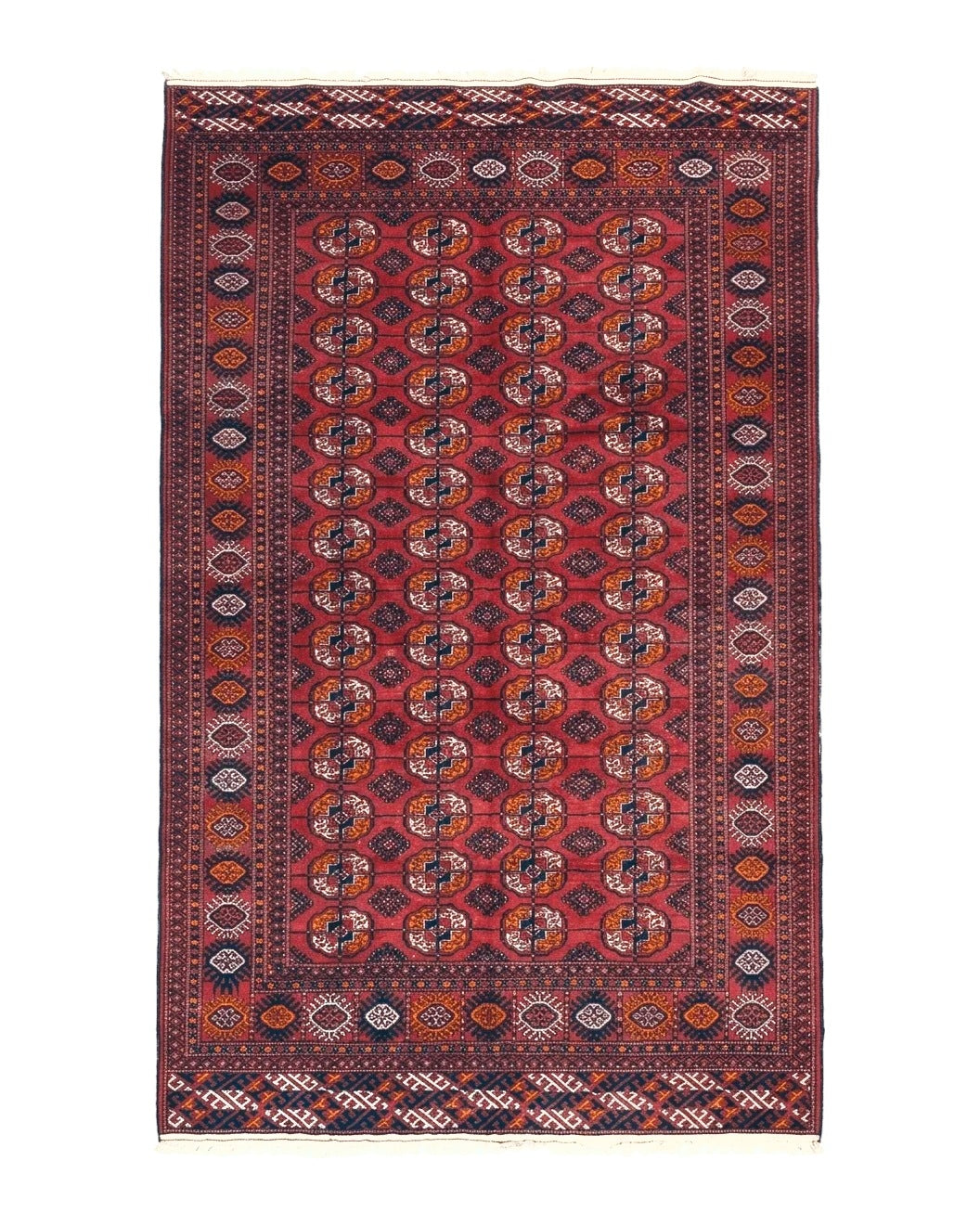 Antique Persian Turkoman Bokhara Rug 7x11, Tribal Rug, Red by Jewel Rugs