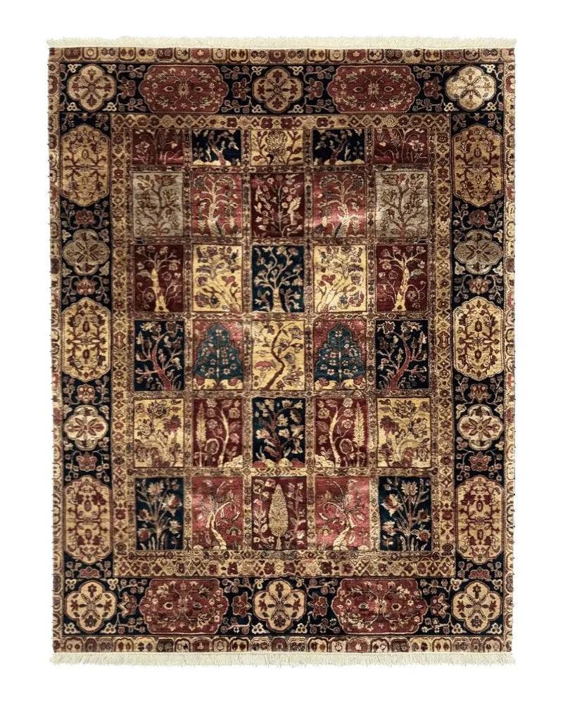 Indo Persian Rug 9x12, Bakhtiari Panel Design, Multicolor, Soft Wool Pile by Jewel Rugs