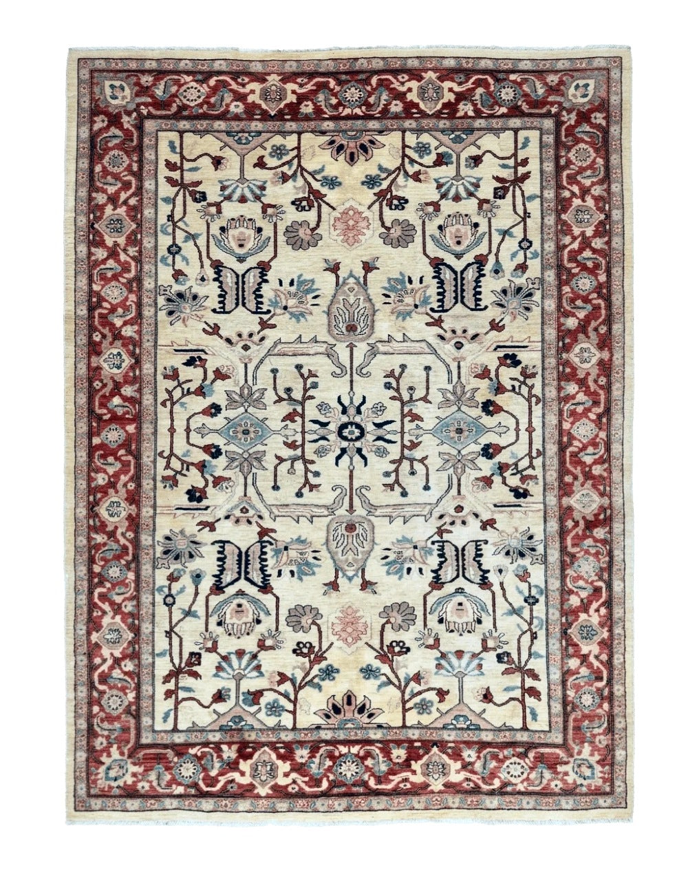 Peshawar Rug 10x14, Beige and Rust Red, Large Pak Persian Rug, Pakistani Rug by Jewel Rugs