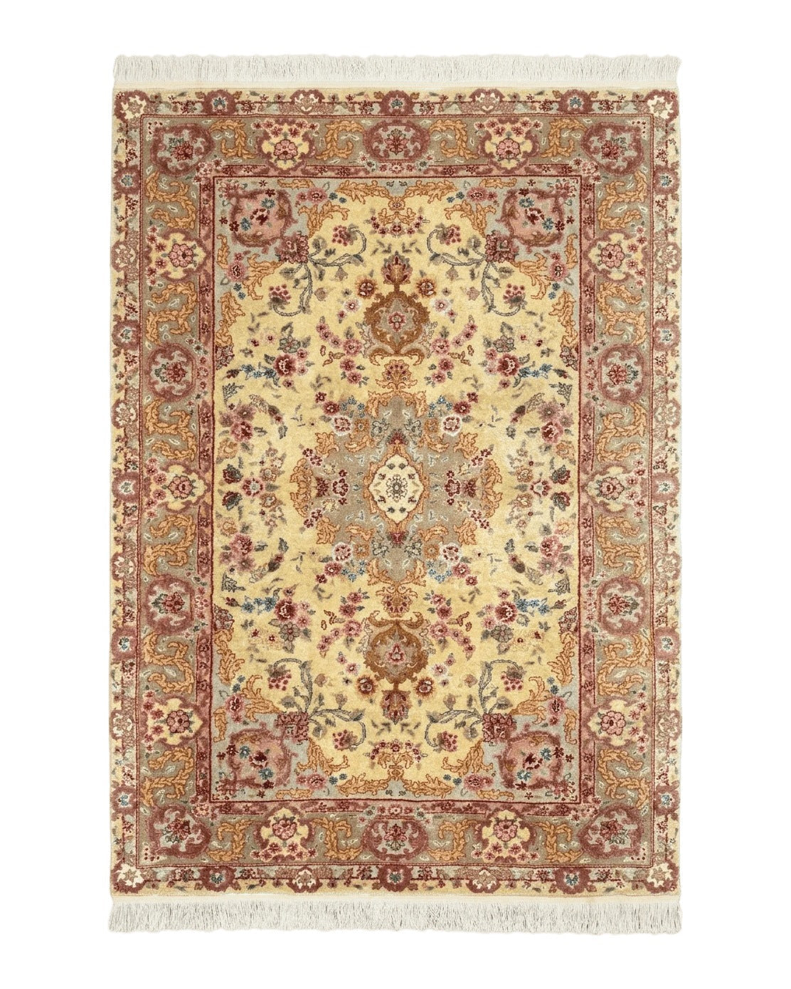 Sino Persian Rug 4x6, Wool and Silk Highlights, Fine 200 KPSI by Jewel Rugs