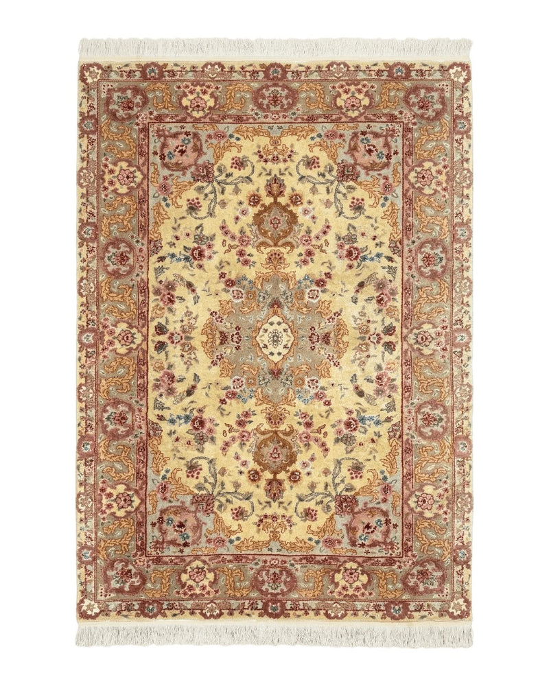 Sino Persian Rug 4x6, Wool and Silk Highlights, Fine 200 KPSI by Jewel Rugs