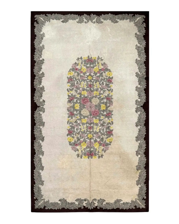 Palace Size American Hooked Rug 11x20 Aubusson Style Ivory