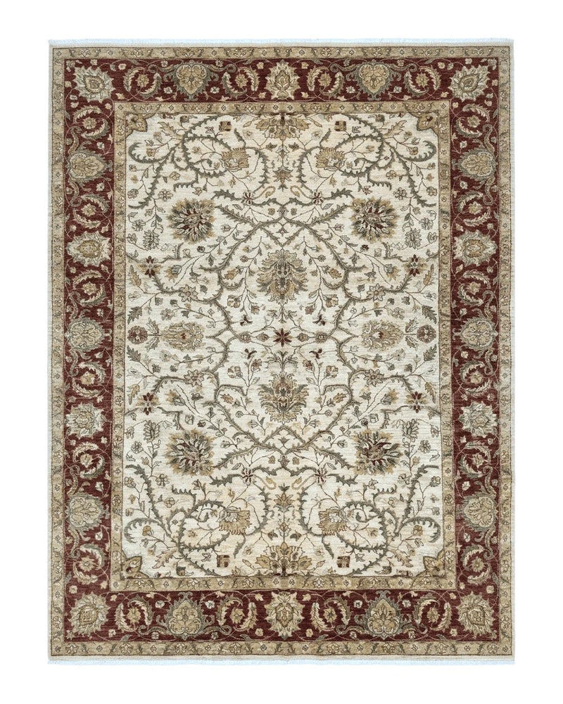 Pakistani Rug 9x12, Floral Allover Peshawar Carpet, Chobi, Beige and Rust Red, Traditional by Jewel Rugs