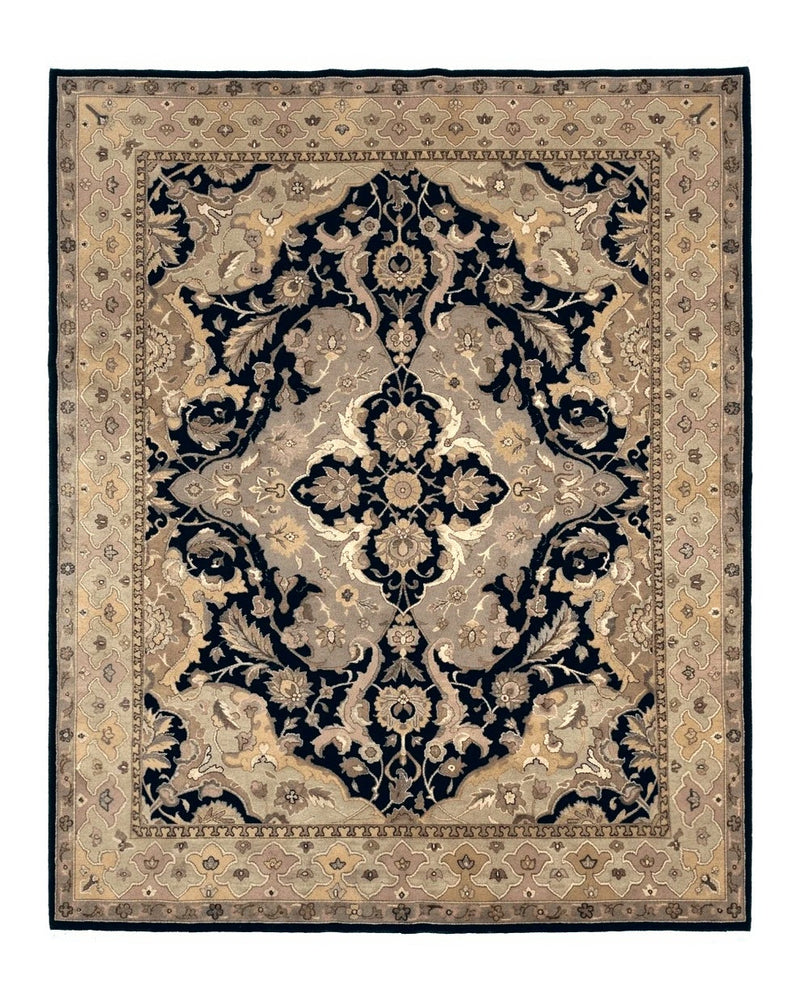 Handmade Wool Rug 8x10, Black & Dark Beige, Nourison, Traditional Rug by Jewel Rugs