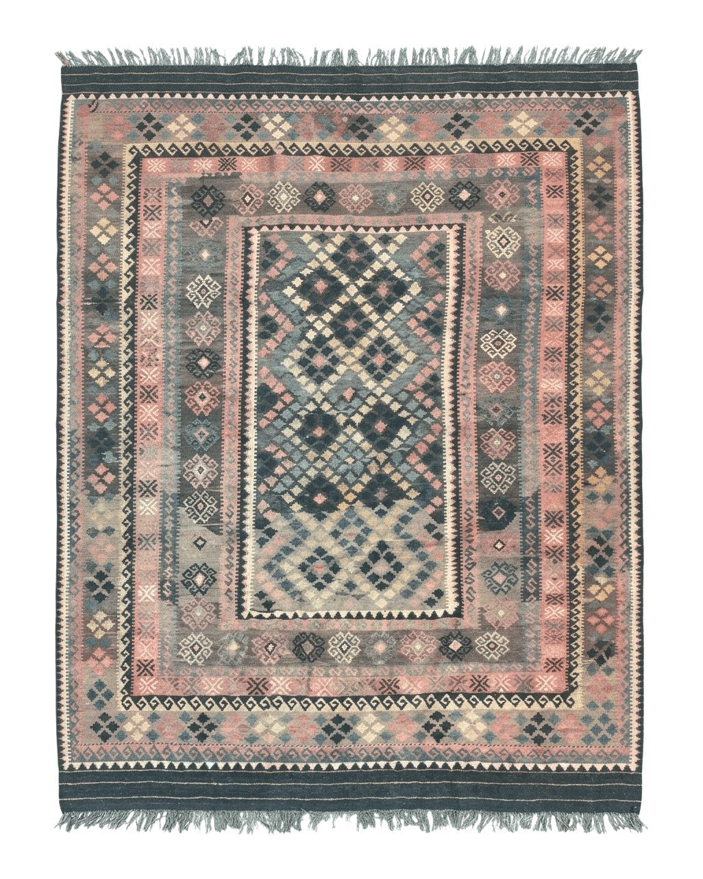 Persian Kurdish Kilim Rug 8x10, Large Flatweave Tribal Bohemian Rug, Vintage Zarand Kilim by Jewel Rugs