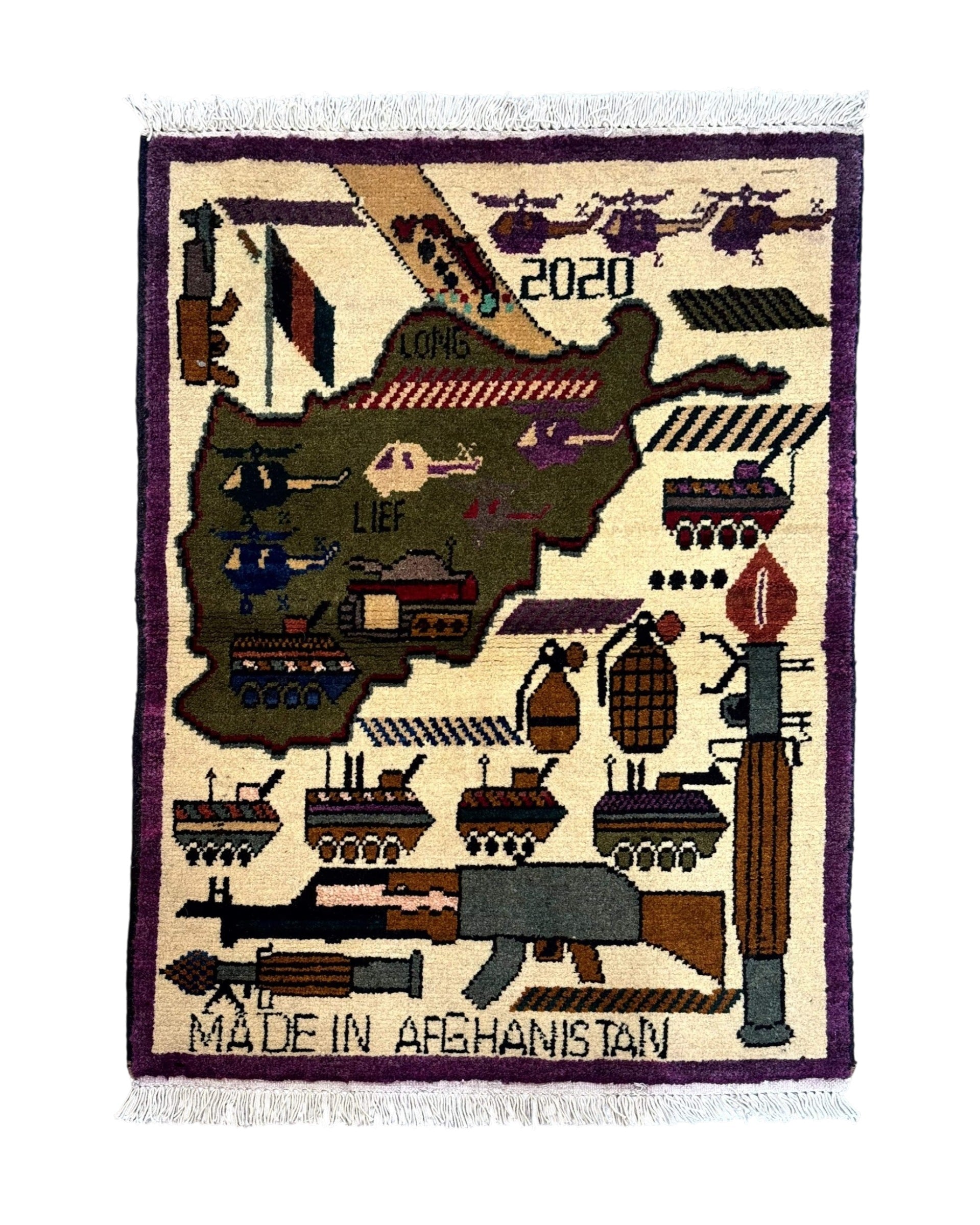 Small Afghan War Rug, Collectible, Wool by Jewel Rugs
