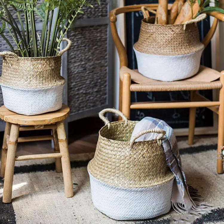 Straw Basket Pop Up Belly Basket by RusticReach