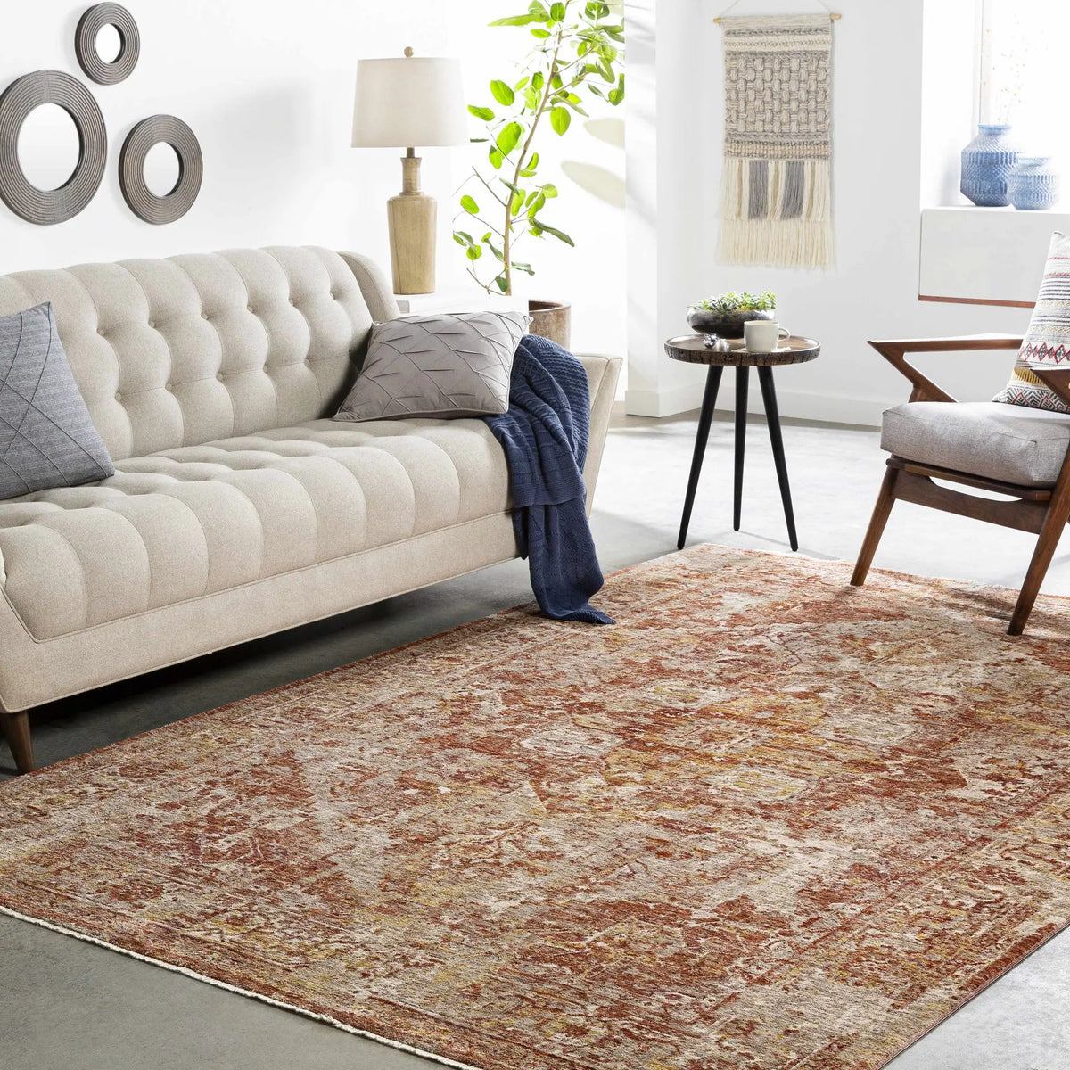 Strathbogie Traditional Red Area Rug, installed in a room