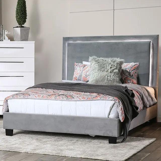 Erglow - E.King Bed, Gray by Unique Piece Furniture