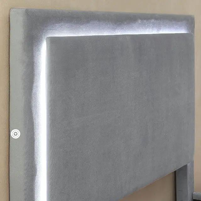 Erglow - E.King Bed, Gray by Unique Piece Furniture