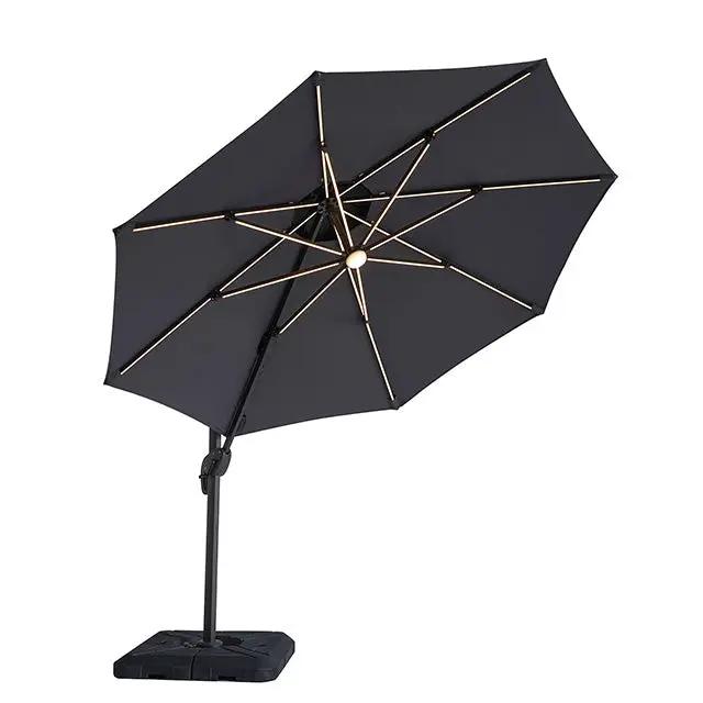 Fera - 10 Ft Round Umbrella w/ LED Bulb + 37" Large Base by Unique Piece Furniture
