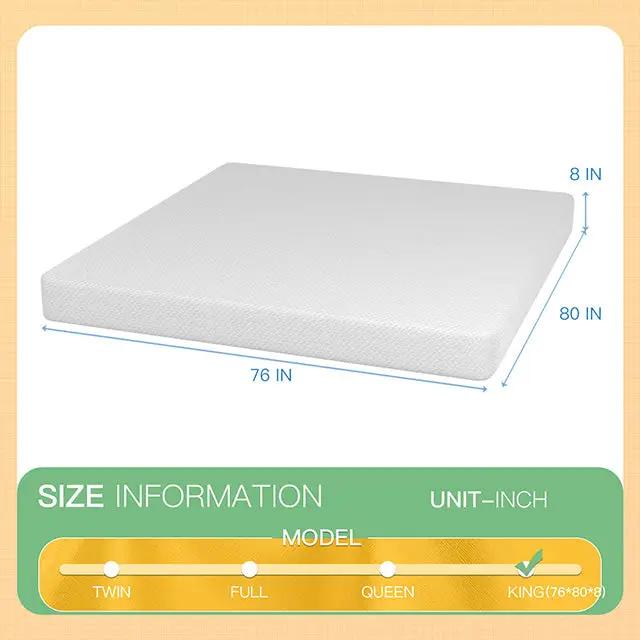 Forsythia - 8" E.King Green Tea Gel Memory Foam by Unique Piece Furniture