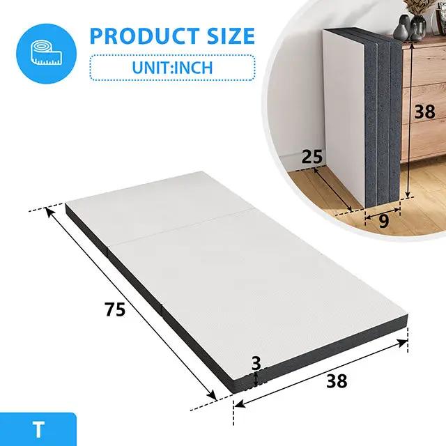 Hollyhock - 3" Twin Tri-Fold Memory Foam Topper by Unique Piece Furniture