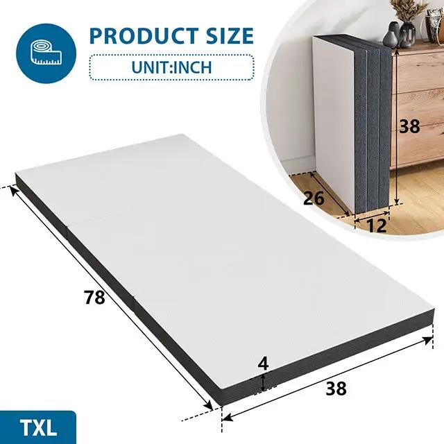 Hollyhock - 4" Twin XL Tri-Fold Memory Foam Topper by Unique Piece Furniture