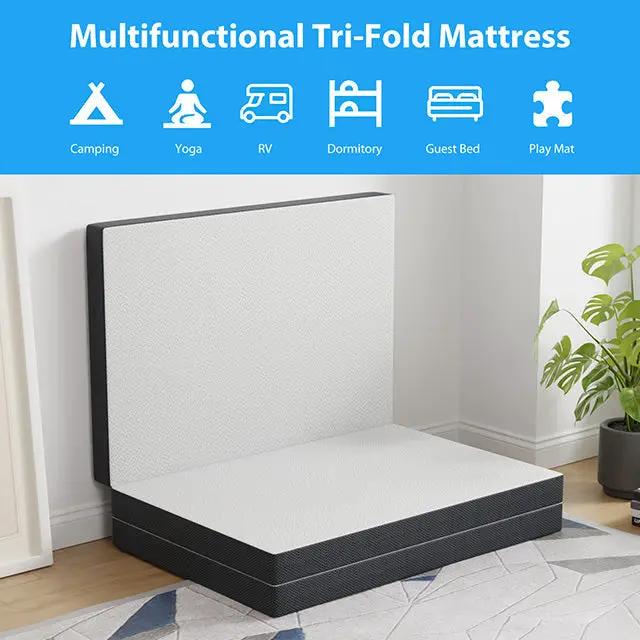 Hollyhock - 4" Twin Tri-Fold Memory Foam Topper by Unique Piece Furniture