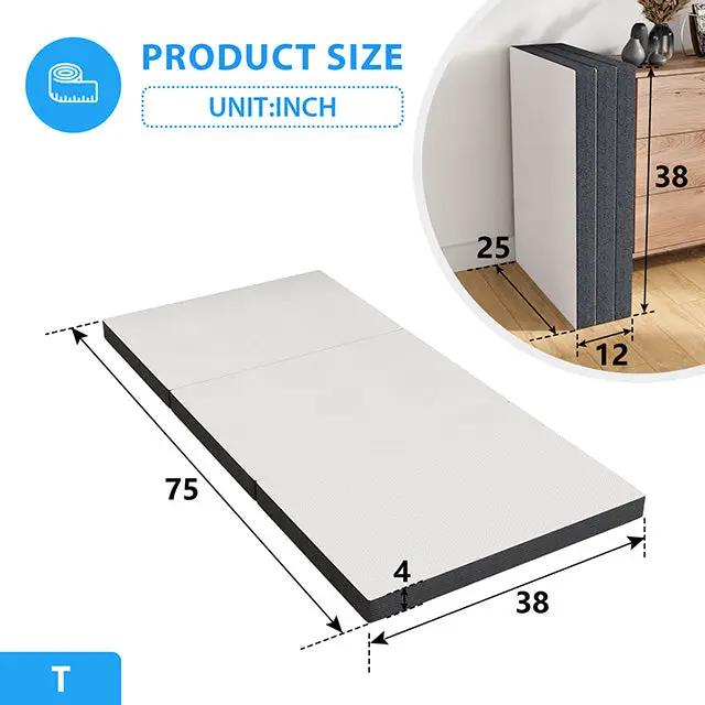 Hollyhock - 4" Twin Tri-Fold Memory Foam Topper by Unique Piece Furniture