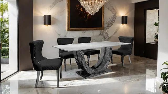 Portanova - Chair, Silver/Black (2/CTN) by Unique Piece Furniture