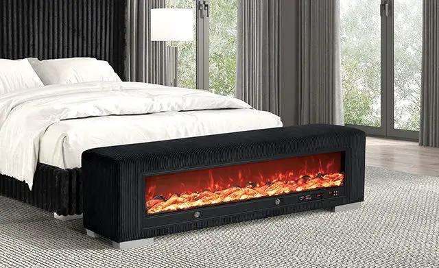 Elnath - Bench w/ Visual Wood Log Fireplace by Unique Piece Furniture